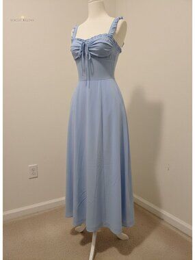 Women Floral Corset Midi Dress Lace Up Back Sweetheart Neckline